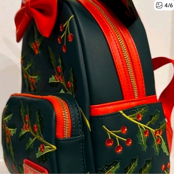 Disney Holly Leaf Mini Backpack with Red Bow - Picture 2 of 5